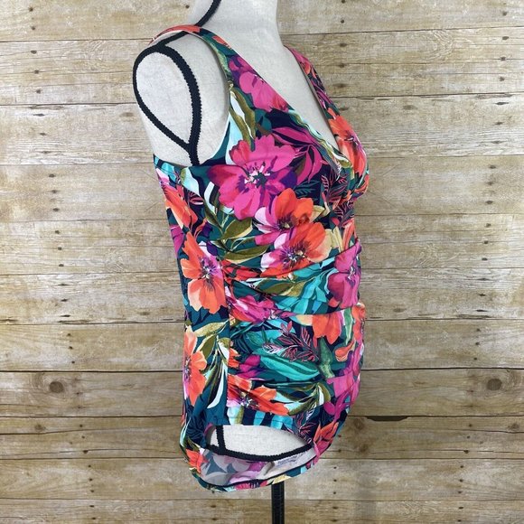 Croft & Barrow Womens One Piece All Over Control Swimsuit Size 16 Bright Floral - Picture 7 of 13
